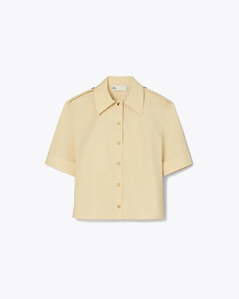 Tory Burch Damen Camp Freizeithemd aus Popeline Soapstone