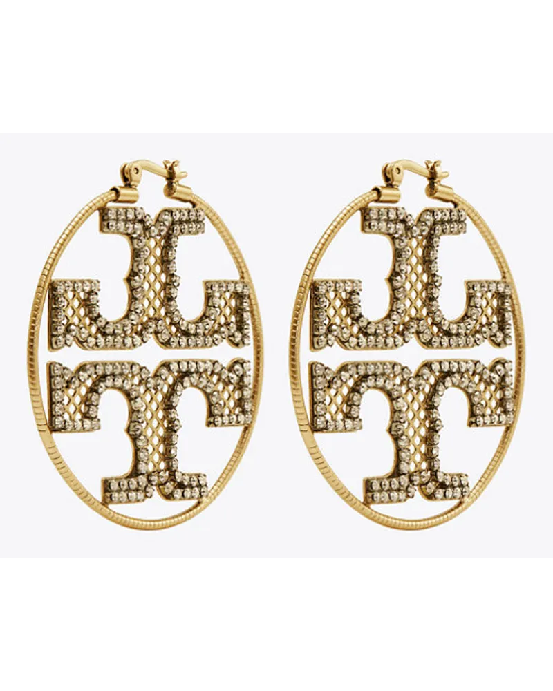 Tory Burch Miller Crystal Hoop Earring Antique