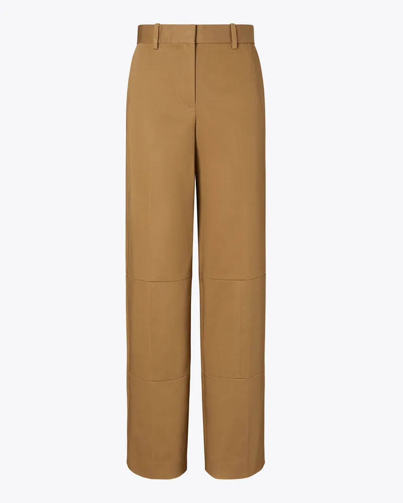 Tory Burch Baumwollhose mit weitem Beinschnitt Caramel