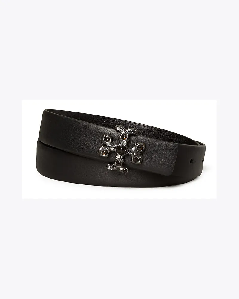 Tory Burch 2,5 cm Breiter Kira Gürtel Mit Schmuckvollem Logo Black