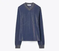 Damen Pullover in Metallic mit V-Ausschnitt