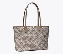 Damen Kleine Tote Bag aus beschichtetem Jacquard mit T-Monogramm und Reißverschluss