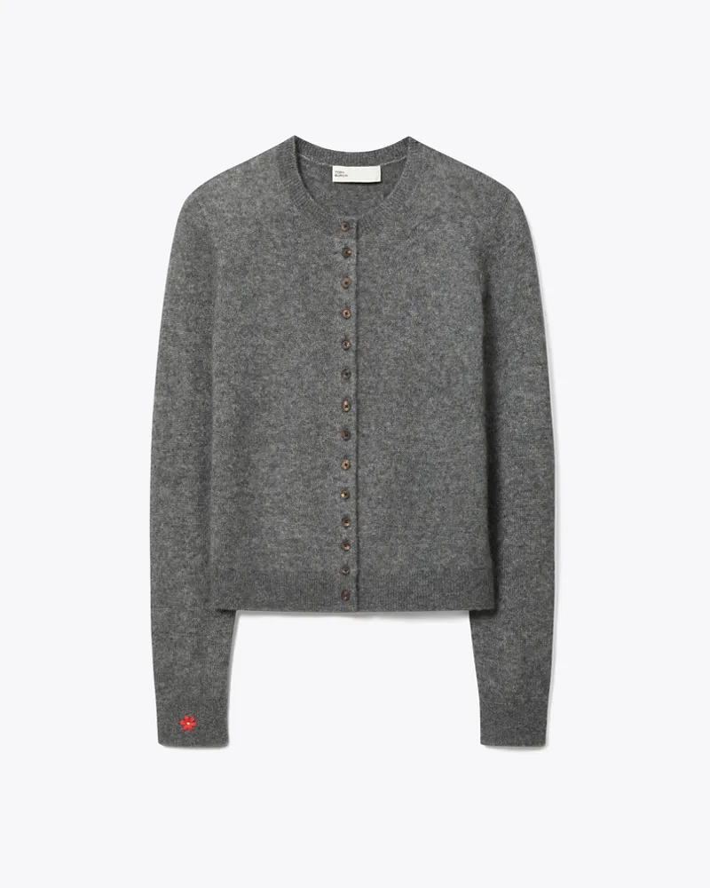 Tory Burch Damen Cardigan aus Kaschmir und Seide Gray
