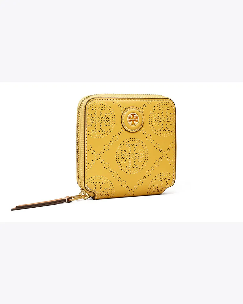 Tory Burch Aufklappbare Geldbörse Aus Perforiertem Leder Mit T-Monogramm 