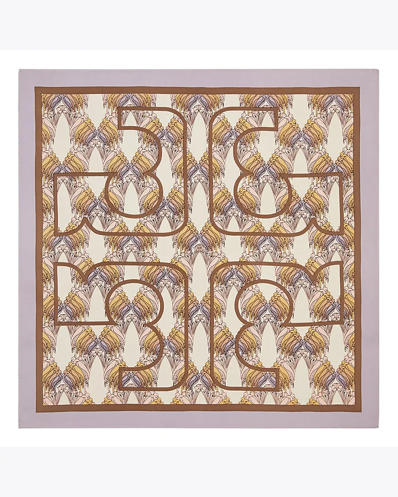 Tory Burch Geo Logo Seidenhalstuch Mit Dekorativen Kranichen Blush