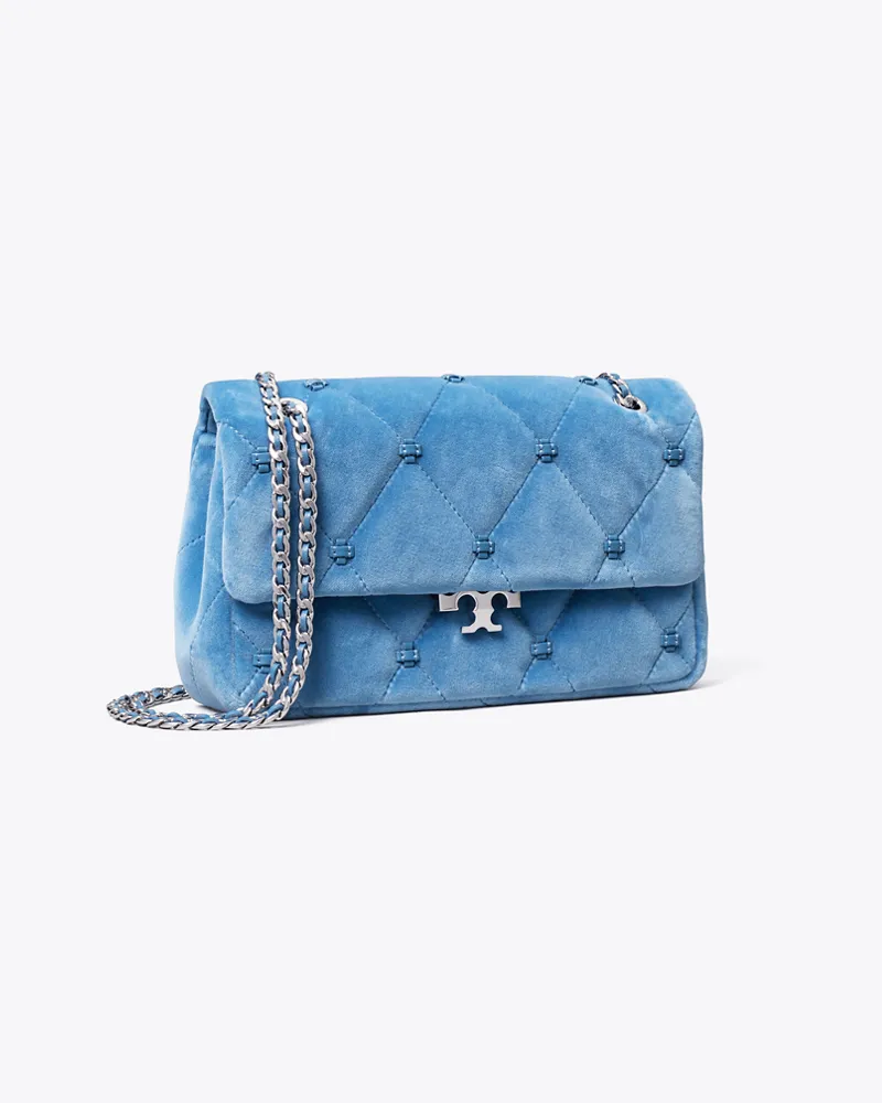 Tory Burch Kleine Bunny Knot Schultertasche aus Samt Electric