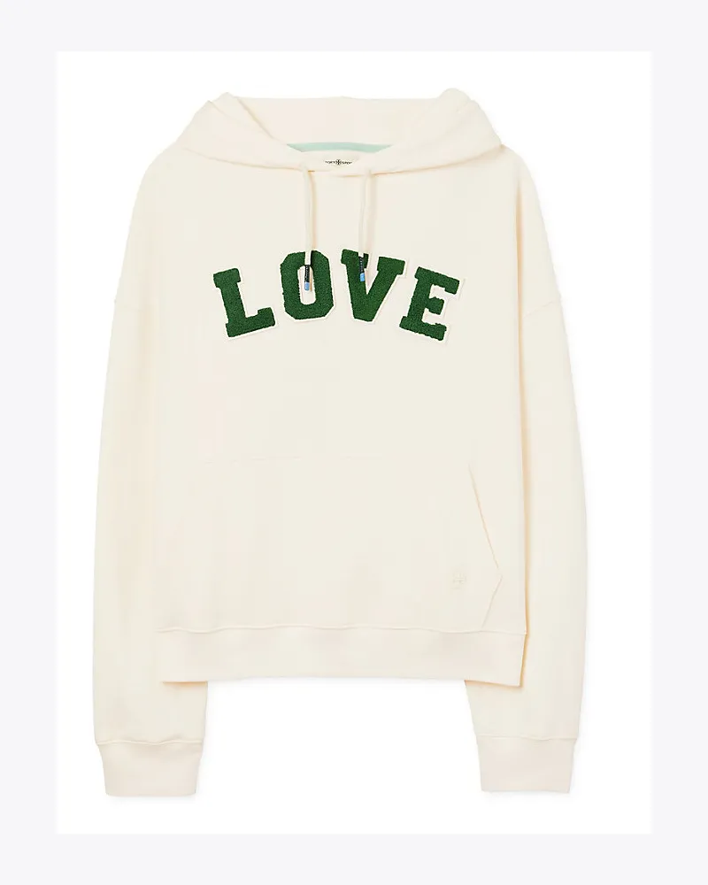 Tory Sport ove ‭Hoodie Aus French Terry Ivory