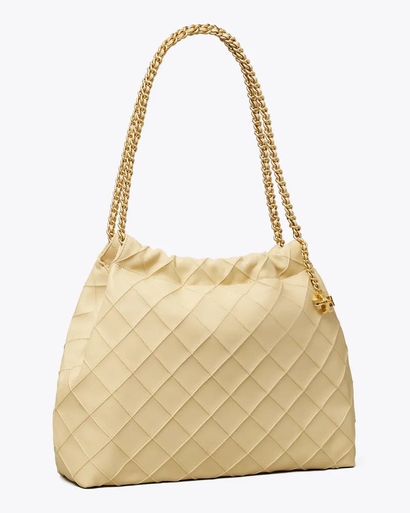 Tory Burch Damen Fleming Tasche mit Tunnelzug Vanilla