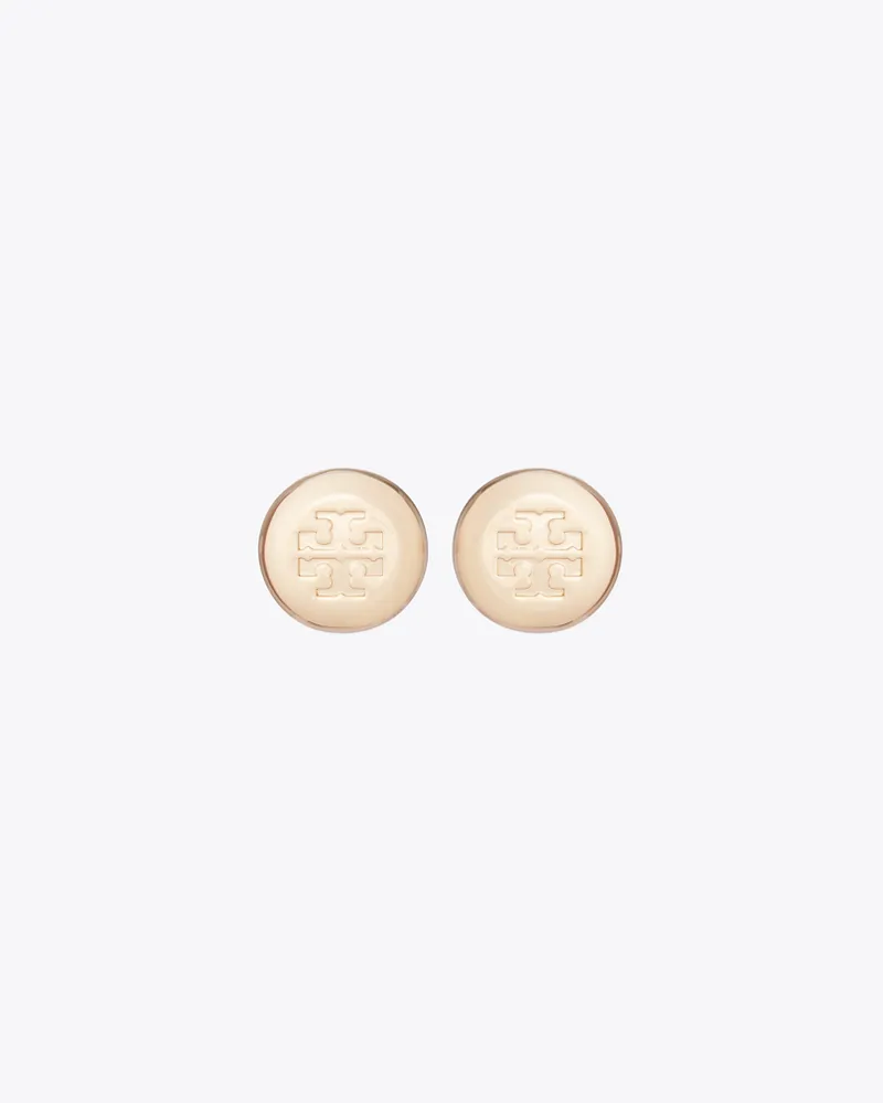 Tory Burch Round Icon Stud Earrings Light