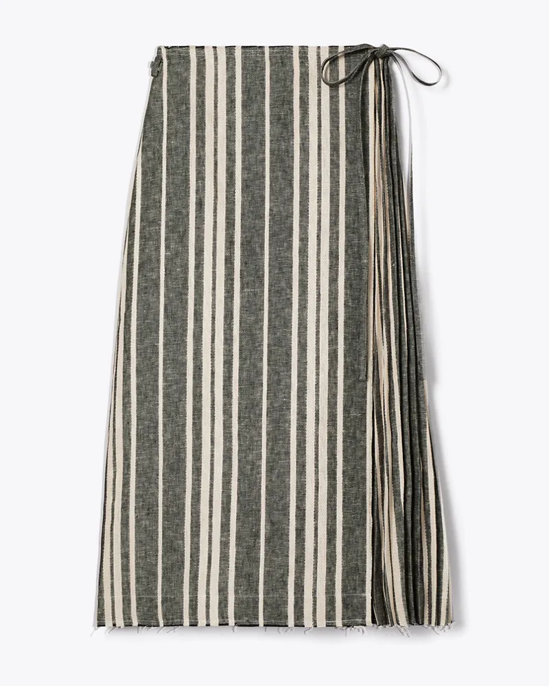 Tory Burch Damen Linen Wrap Skirt Black