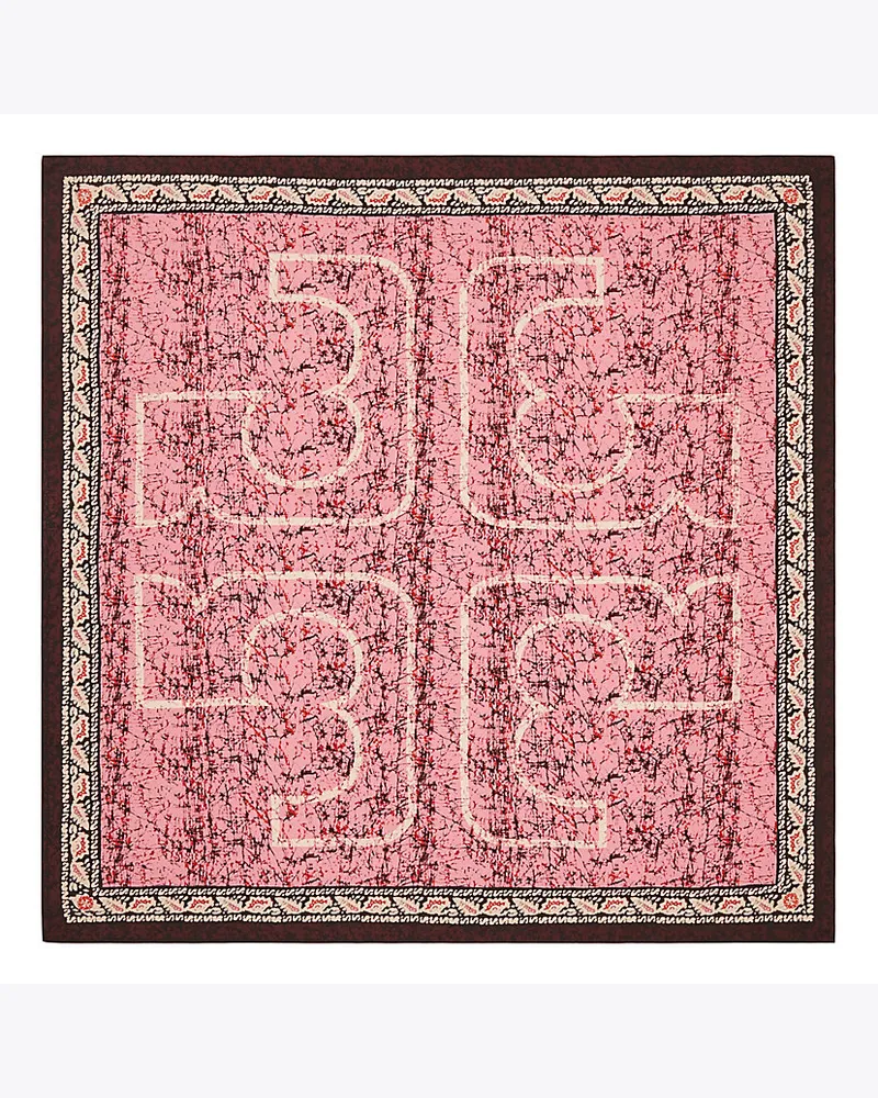Tory Burch Bedrucktes, Quadratisches Oversize-Seidentuch Pink