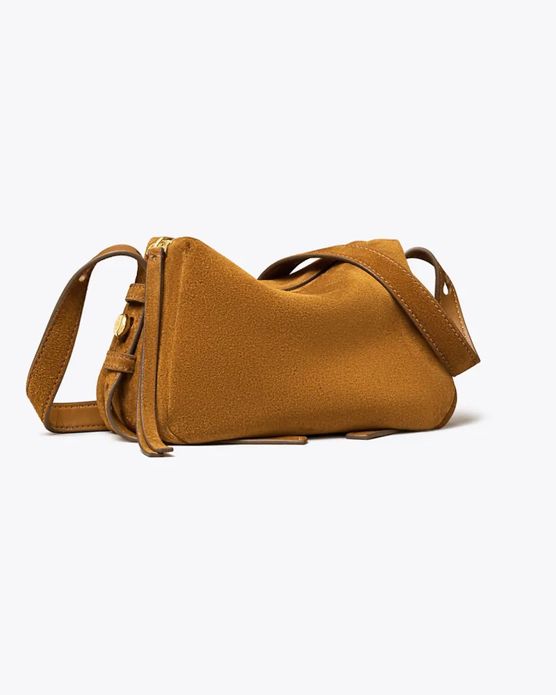 Tory Burch Weiche Romy Crossbody Bag aus Wildleder Caramel