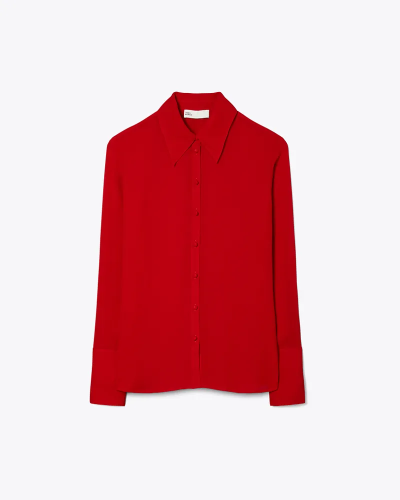 Tory Burch Damen Viskosehemd mit Manschetten in Grün Crimson