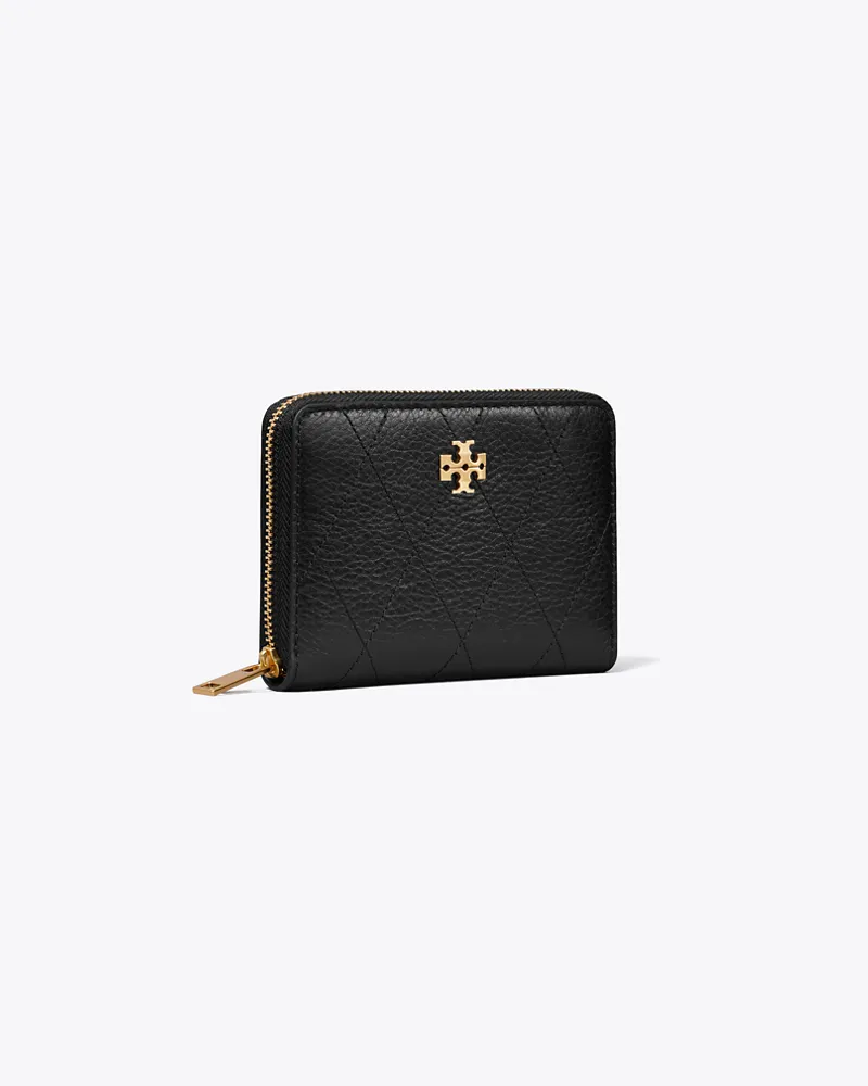 Tory Burch Damen Kleine gesteppte Charlie Geldbörse mit umlaufendem Reißverschluss Black