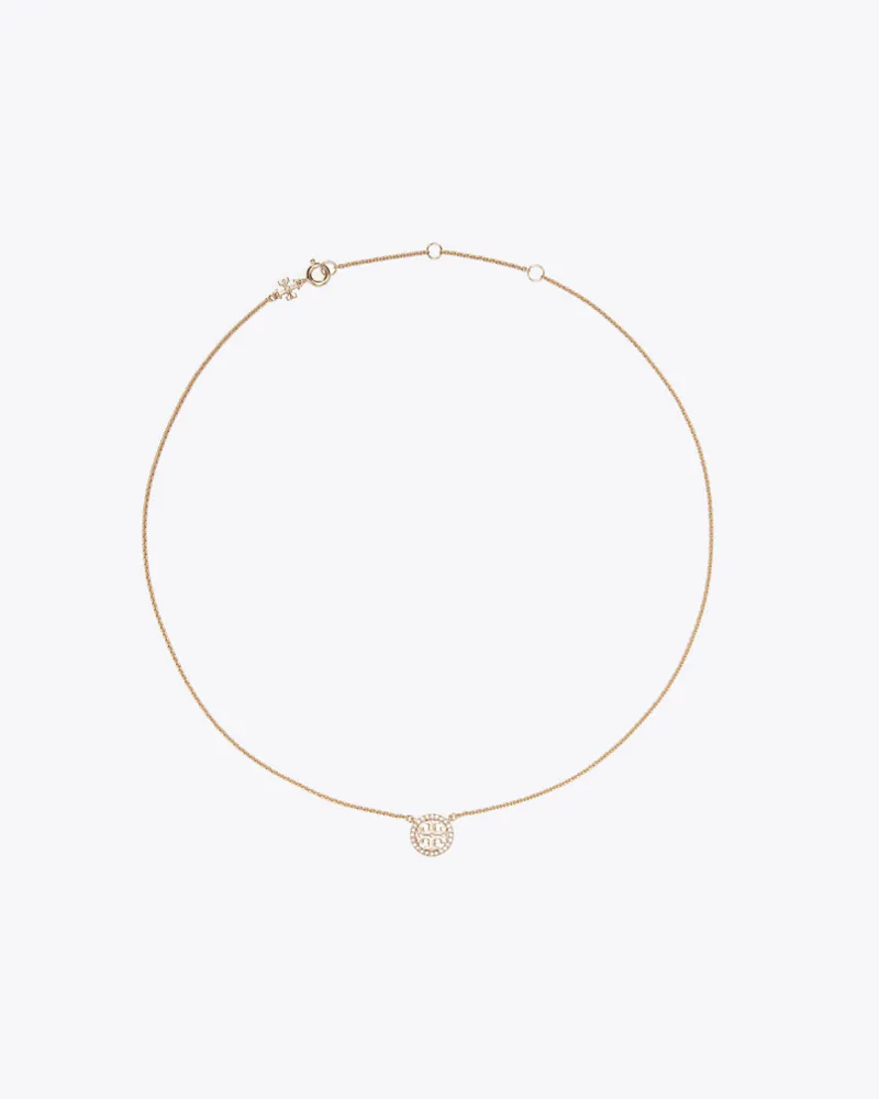 Tory Burch Damen Feine Miller Halskette mit Pavé-Logo in Pink Rose