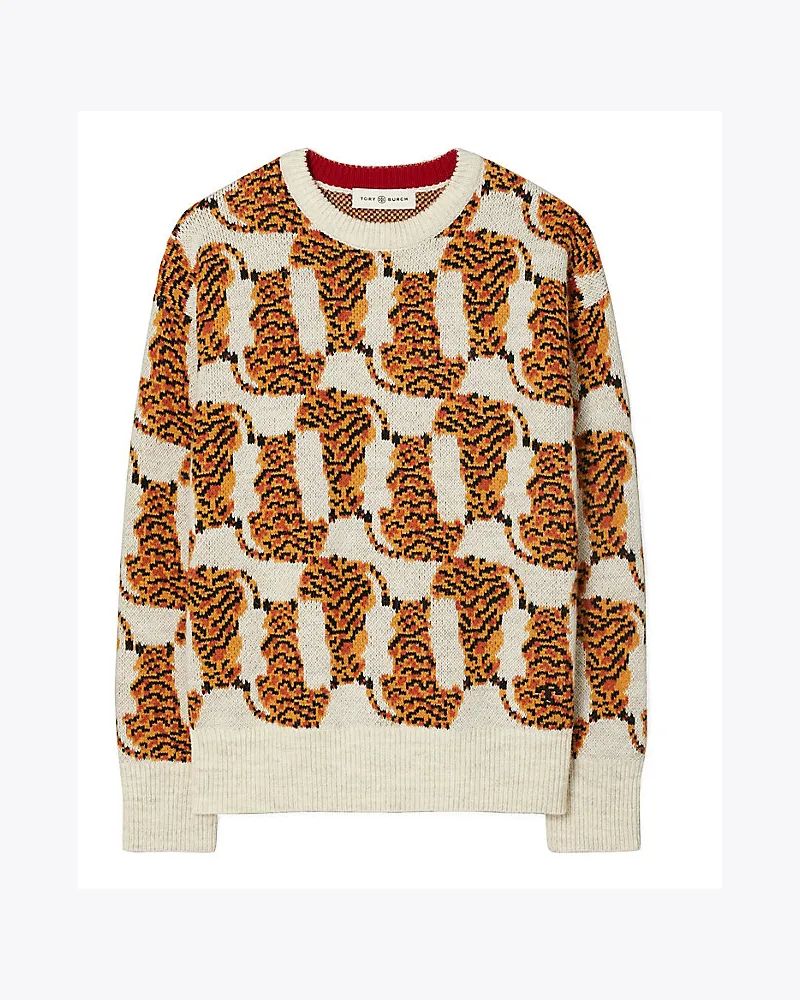 Tory Burch Tiger Jacquardpullover White