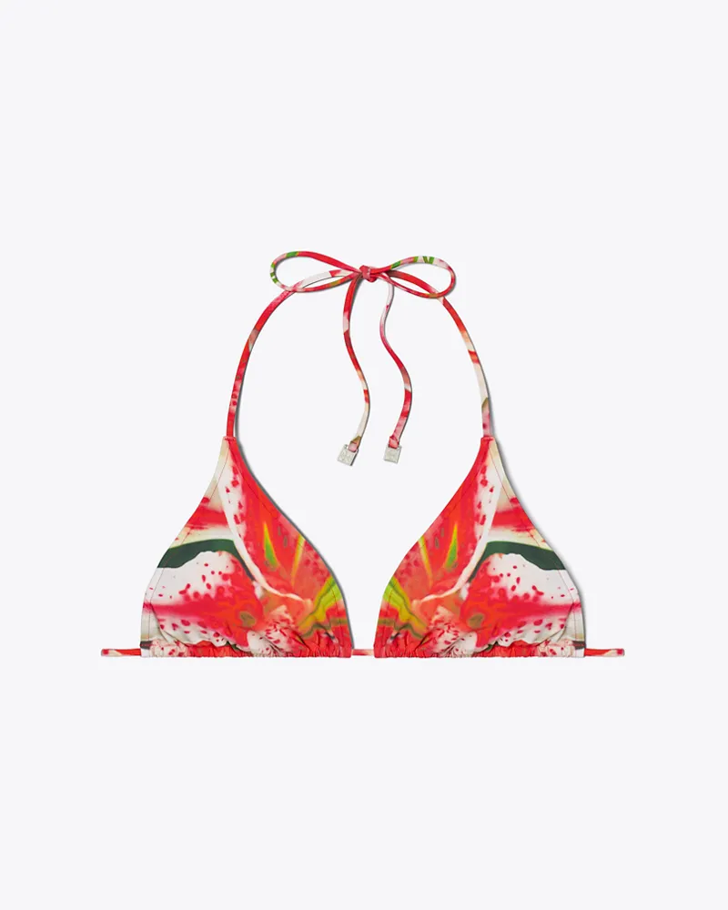 Tory Burch Damen Bedrucktes String-Bikinioberteil Pink