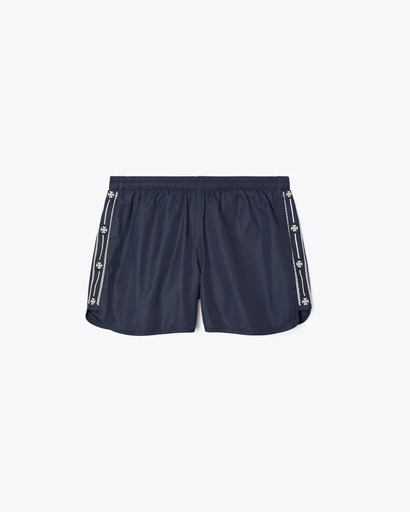 Tory Burch Damen Nylonshorts mit gesticktem Logo Deep