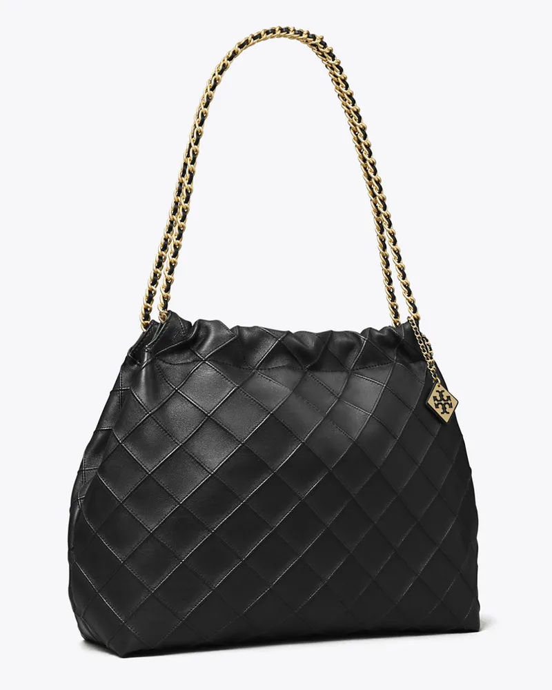 Tory Burch Damen Weiche Fleming Tasche mit Tunnelzug Black