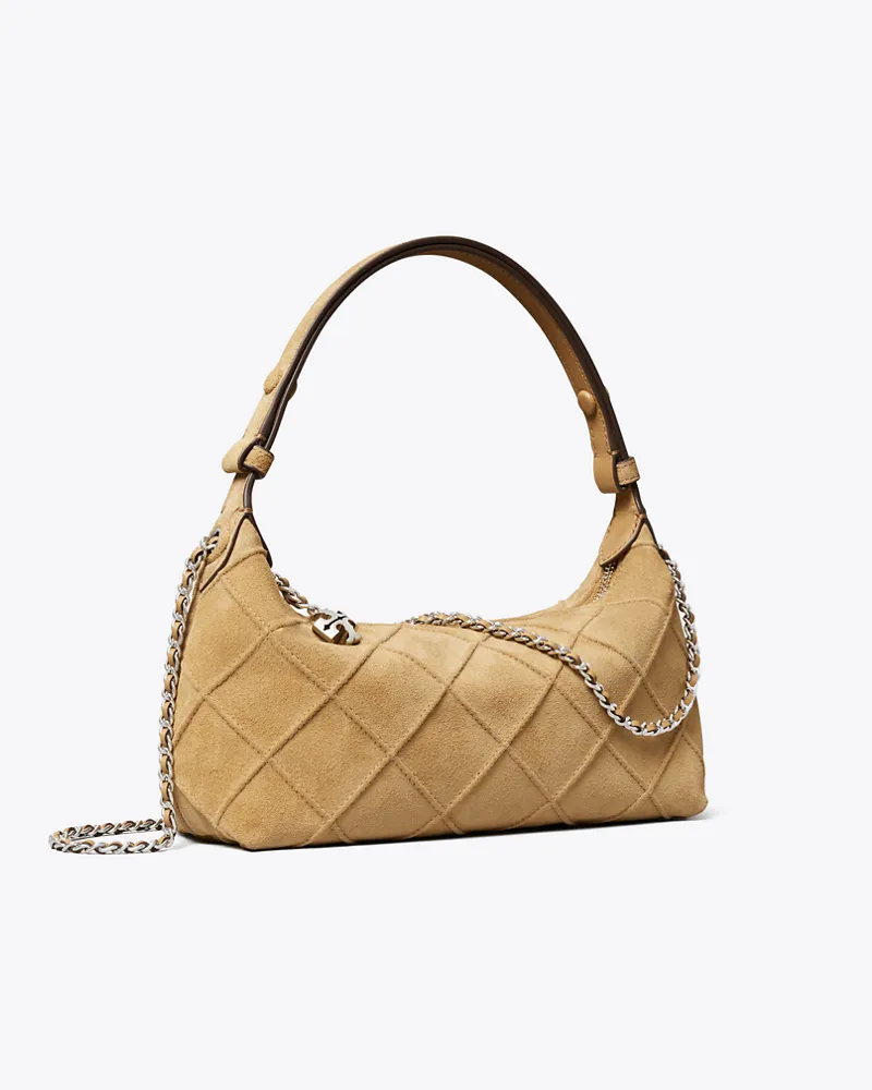 Tory Burch Fleming Pochette aus Wildleder Stone