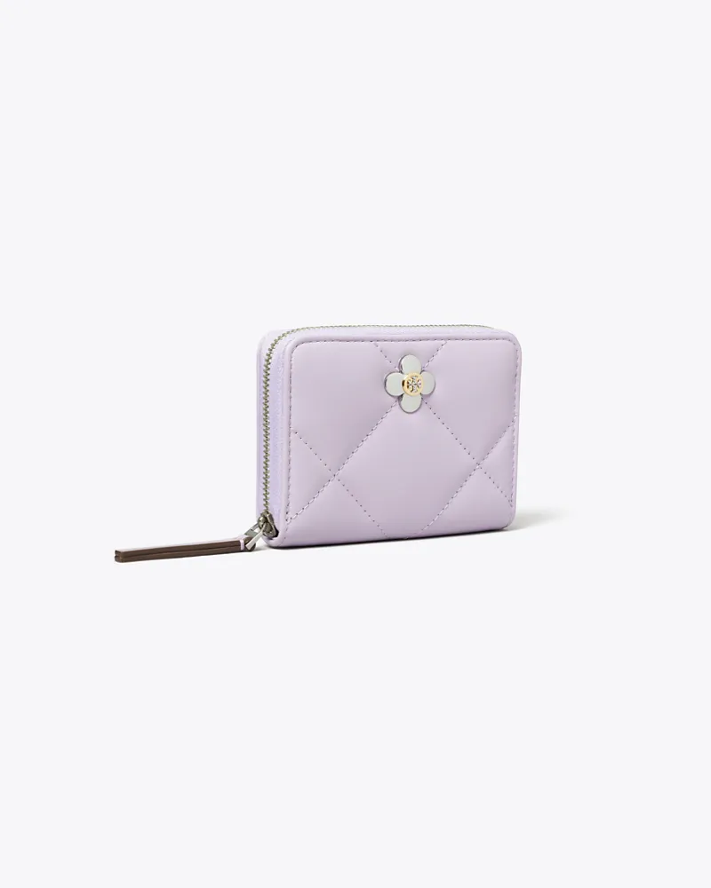 Tory Burch Damen Small Kira Diamond Quilt Clover Wallet Purple