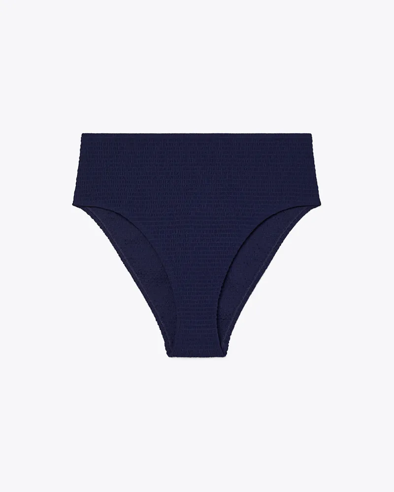 Tory Burch Damen Gesmoktes Bikinihöschen mit hohem Beinausschnitt und hoher Leibhöhe Medium