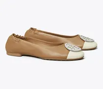 Damen Claire Ballerina mit Zehenkappe in Weiß/Beige