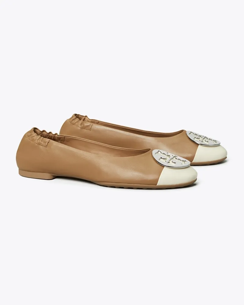 Tory Burch Damen Claire Ballerina mit Zehenkappe in Weiß/Beige Light
