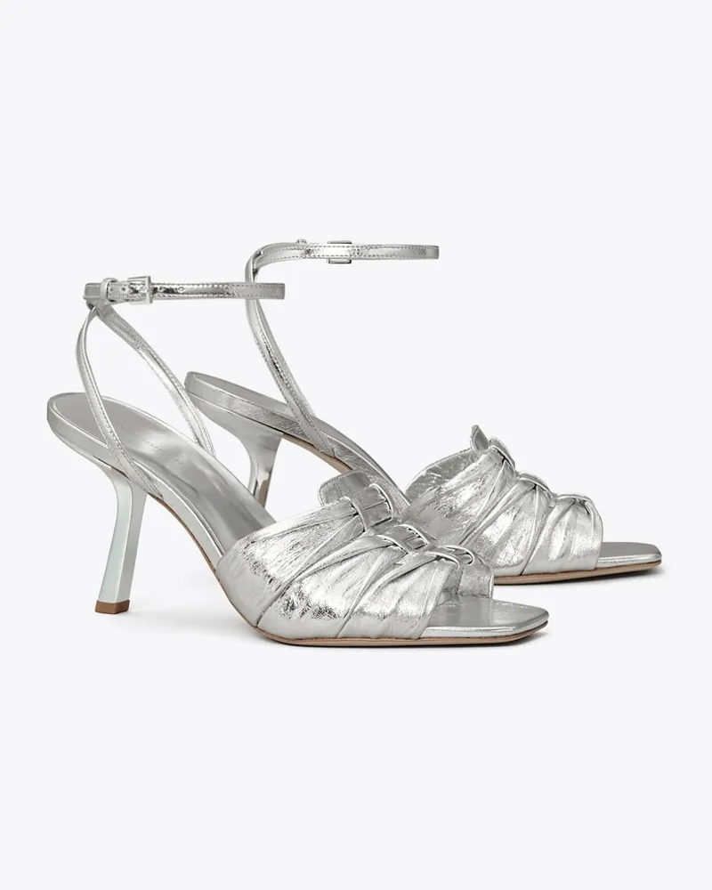 Tory Burch Damen Sandalette mit Raffung Silver