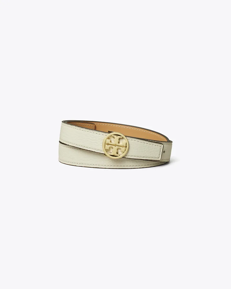 Tory Burch Damen 2,5 cm breiter Miller Wendegürtel in Weiß/Beige/Gold New