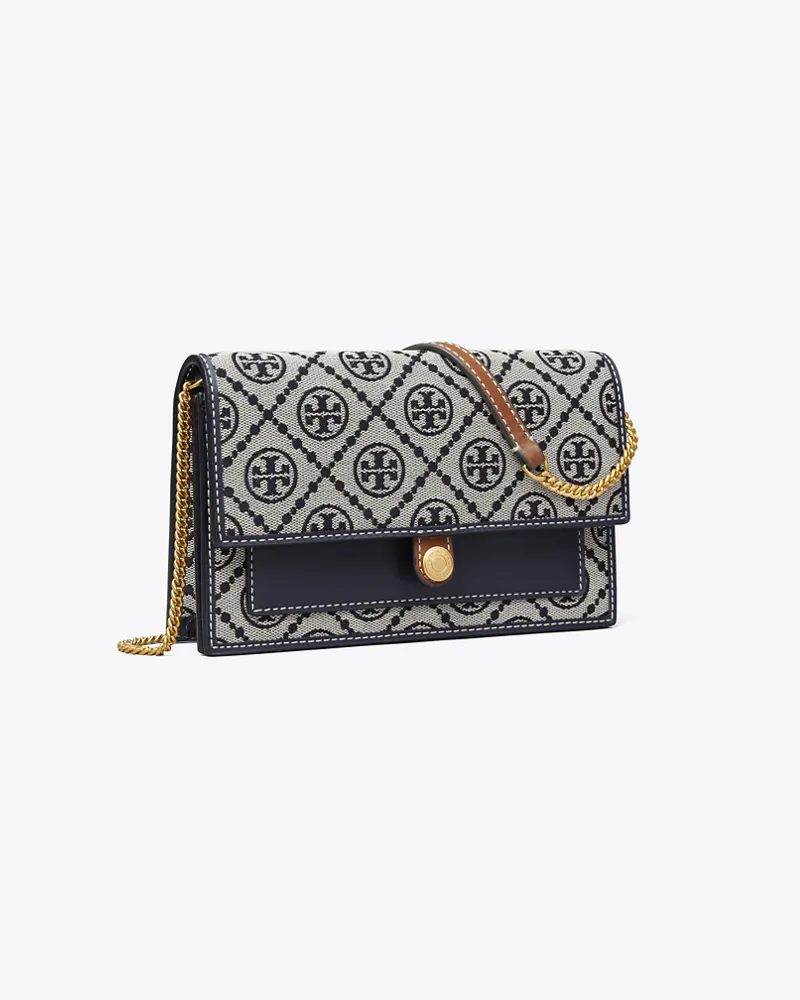 Tory Burch Damen Geldbörse mit T-Monogramm und Kette Tory