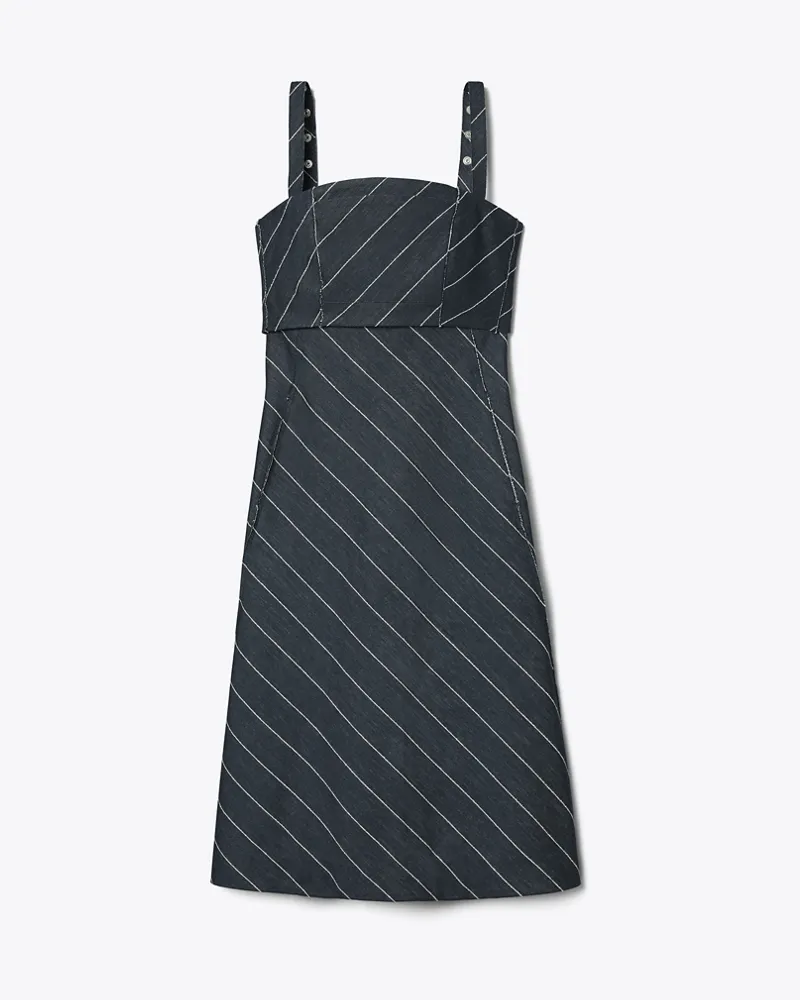 Tory Burch Damen Gestreiftes Baumwollkleid Navy