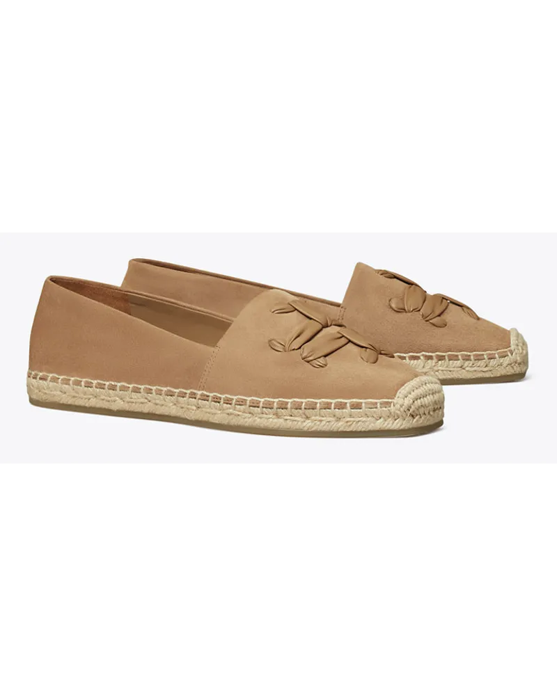 Tory Burch Woven Double T Aline Espadrille Almond