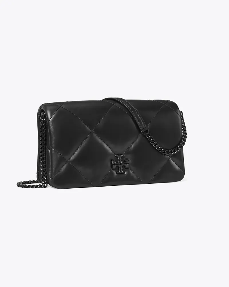 Tory Burch Damen Kira Geldbörse mit Rautensteppung und Kette Black