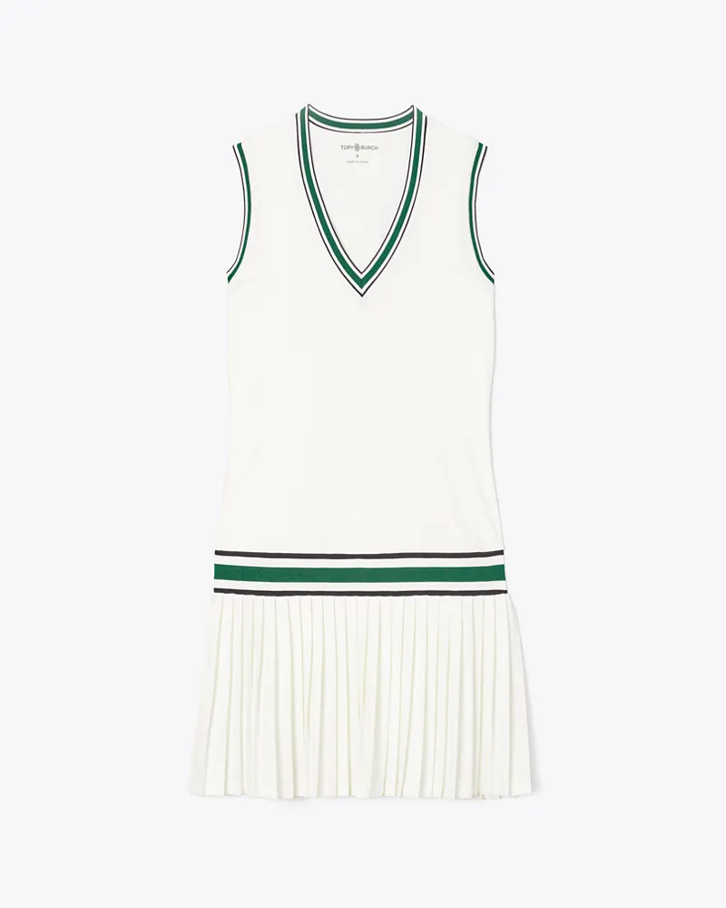 Tory Burch Performance-Tenniskleid mit V-Ausschnitt Snow