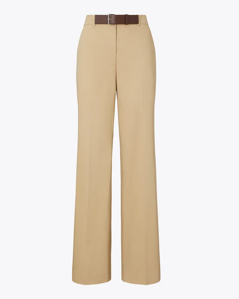 Tory Burch Damen Belted Cotton Pant Khaki