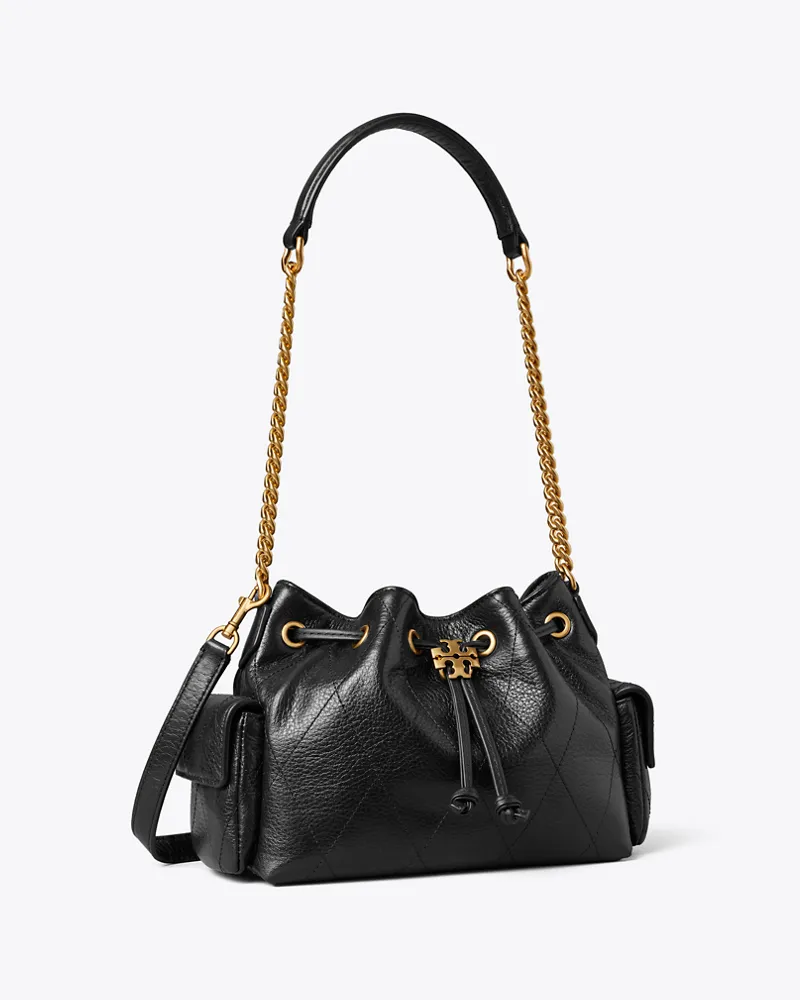 Tory Burch Gesteppte Charlie Mini-Schultertasche mit Tunnelzug Black