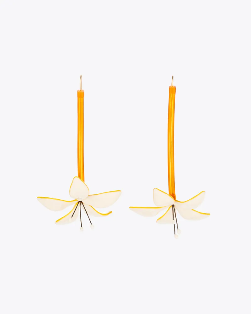 Tory Burch Damen Blumen-Ohrring White