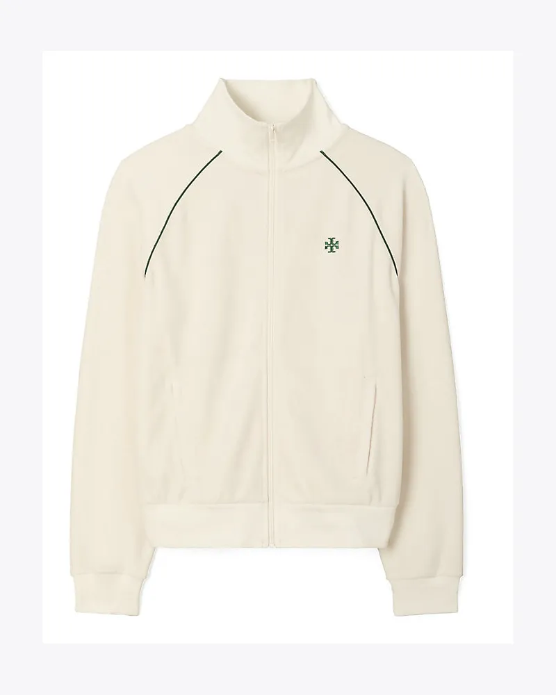 Tory Sport Trainingsjacke Aus Velours Ivory