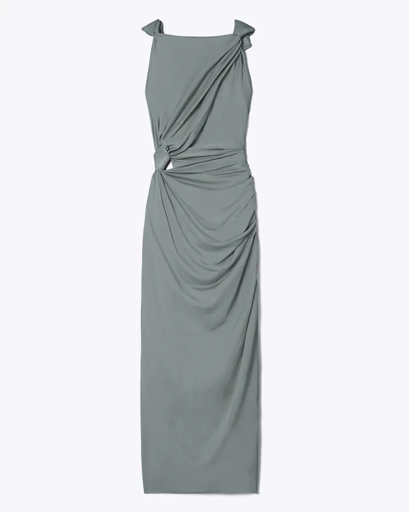 Tory Burch Damen Kleid aus Viskose mit Zierknoten Shale