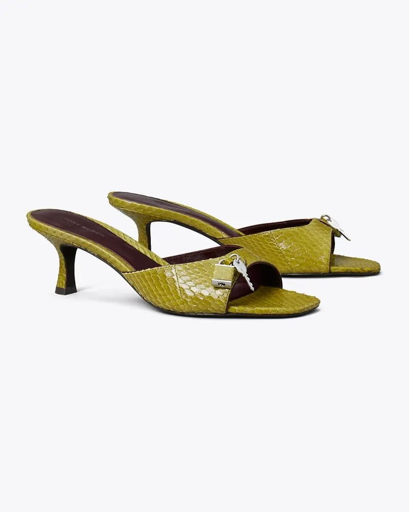 Tory Burch Lock Sandale mit Kitten Heel Moss