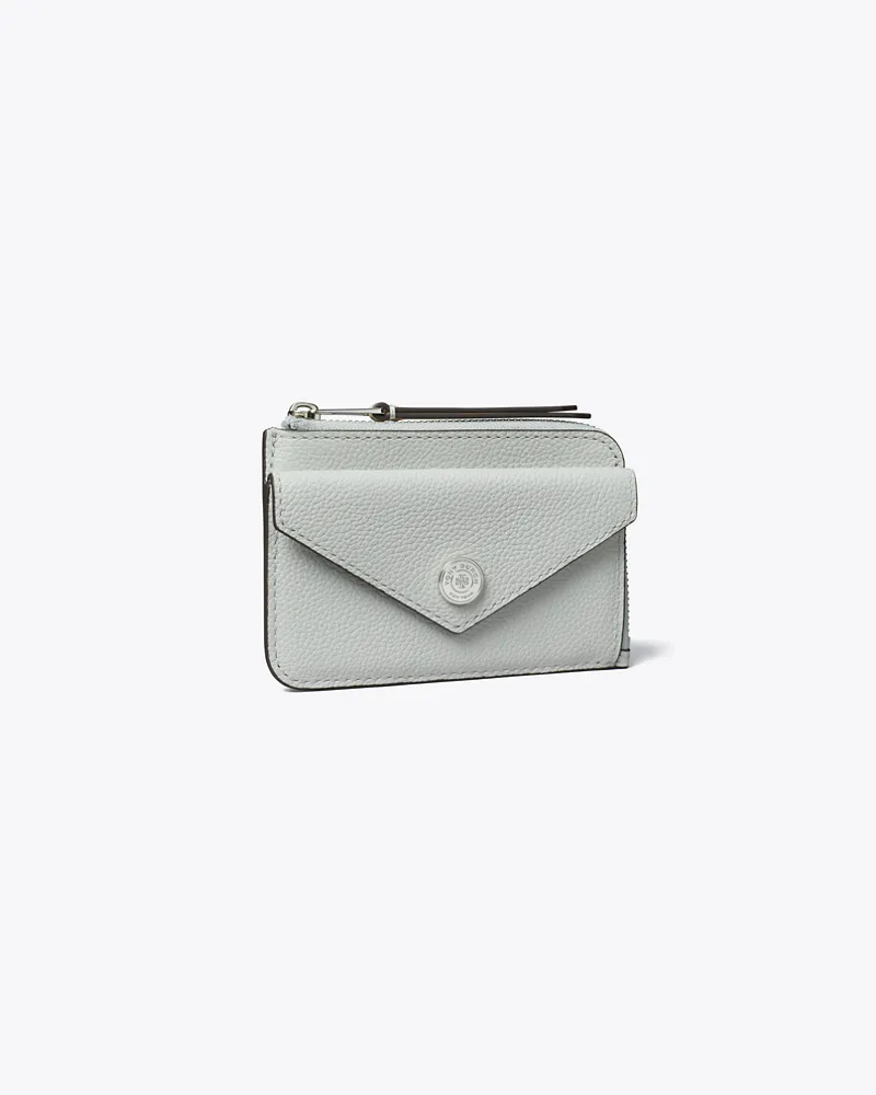 Tory Burch Damen Strukturiertes Kartenetui im Kuvert-Stil mit Reißverschluss Light