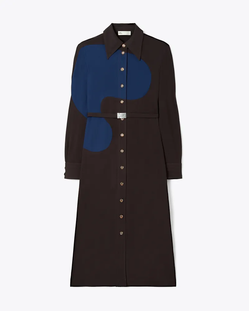 Tory Burch Damen Colorblock-Polokleid aus Jersey Dark
