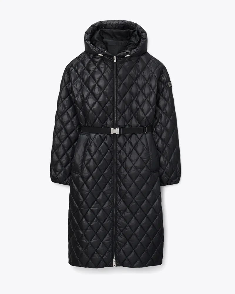 Tory Burch Steppmantel aus Nylon mit Kapuze Black
