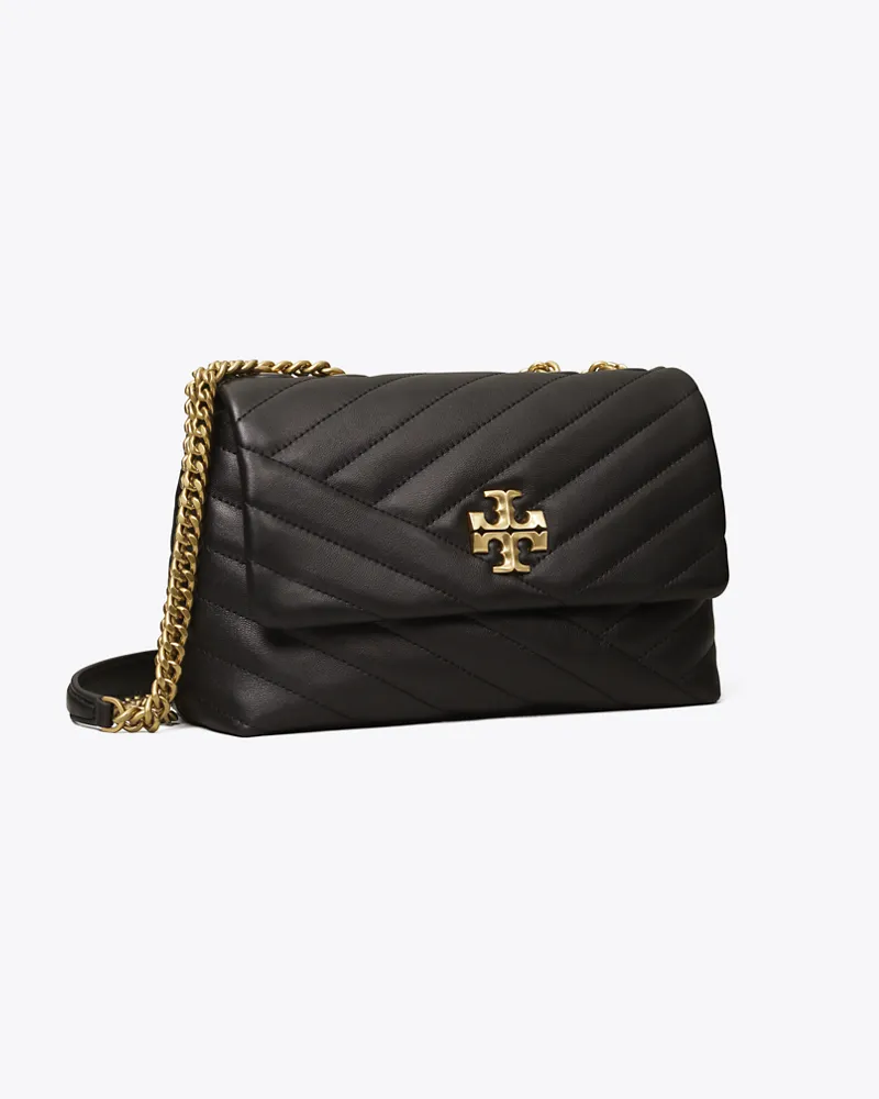 Tory Burch Damen Kleine, wandelbare Kira Schultertasche mit Chevron-Steppung in Schwarz Black
