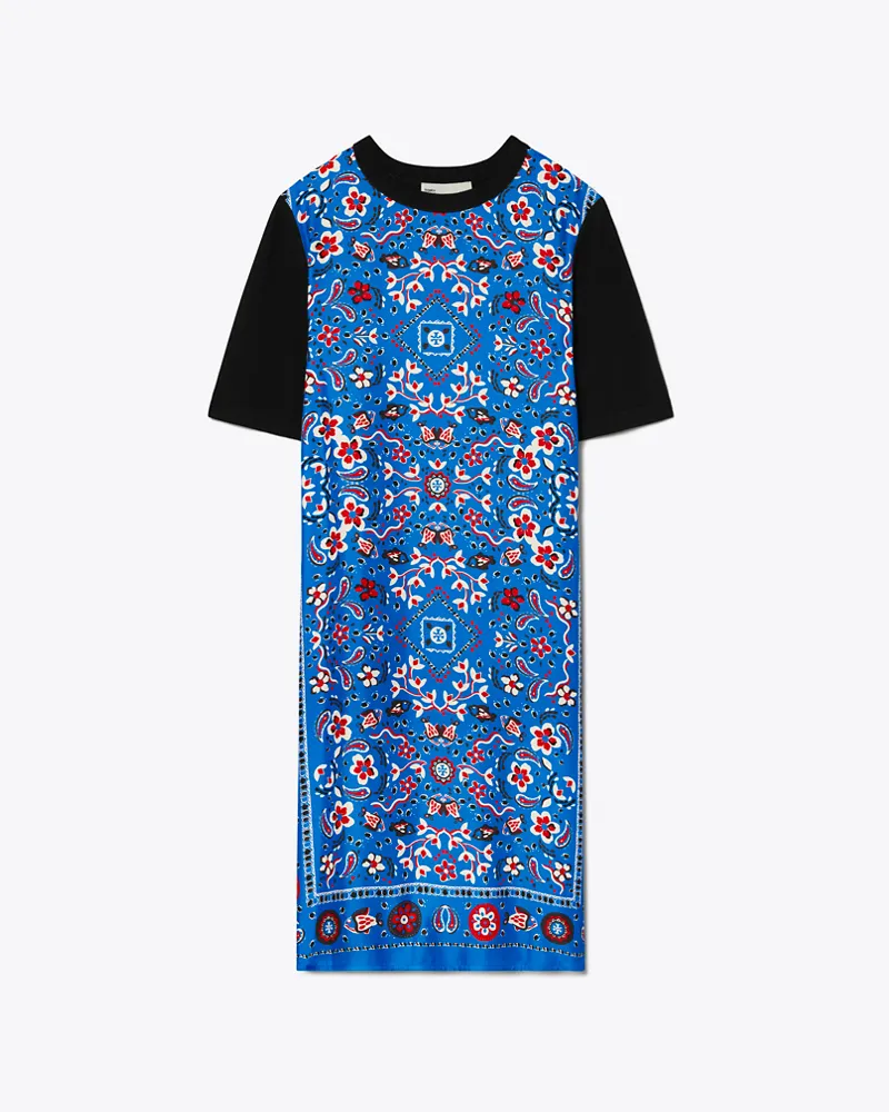 Tory Burch Damen Pulloverkleid mit Vorderseite aus Seide in Blau Cobalt