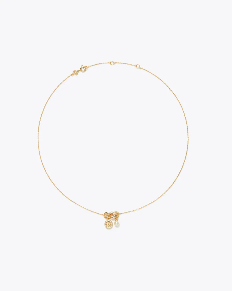 Tory Burch Damen Icon Pavé Charm Pendant Necklace Tory