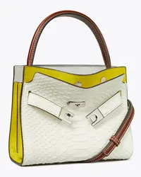 Tory Burch Petite Lee Radziwill Snake Embossed Double Bag Blanc