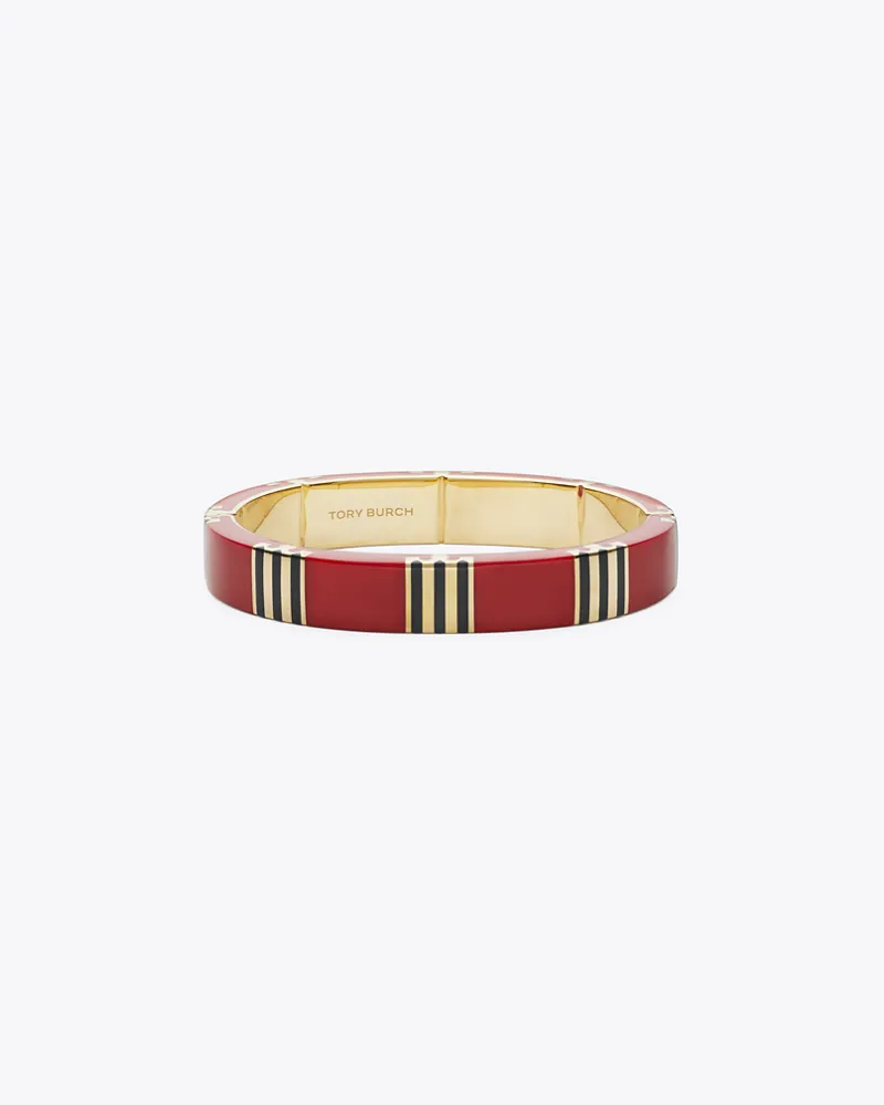 Tory Burch Damen Gestreifter Armreif mit T Tory