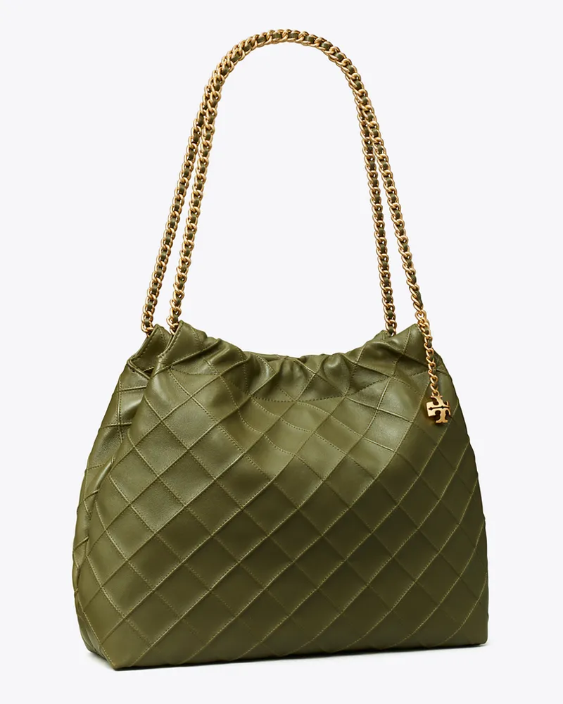 Tory Burch Damen Fleming Tasche mit Tunnelzug Dark